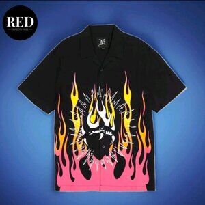 Ed Hardy Fire Heart Camp Shirt - Men's Size M